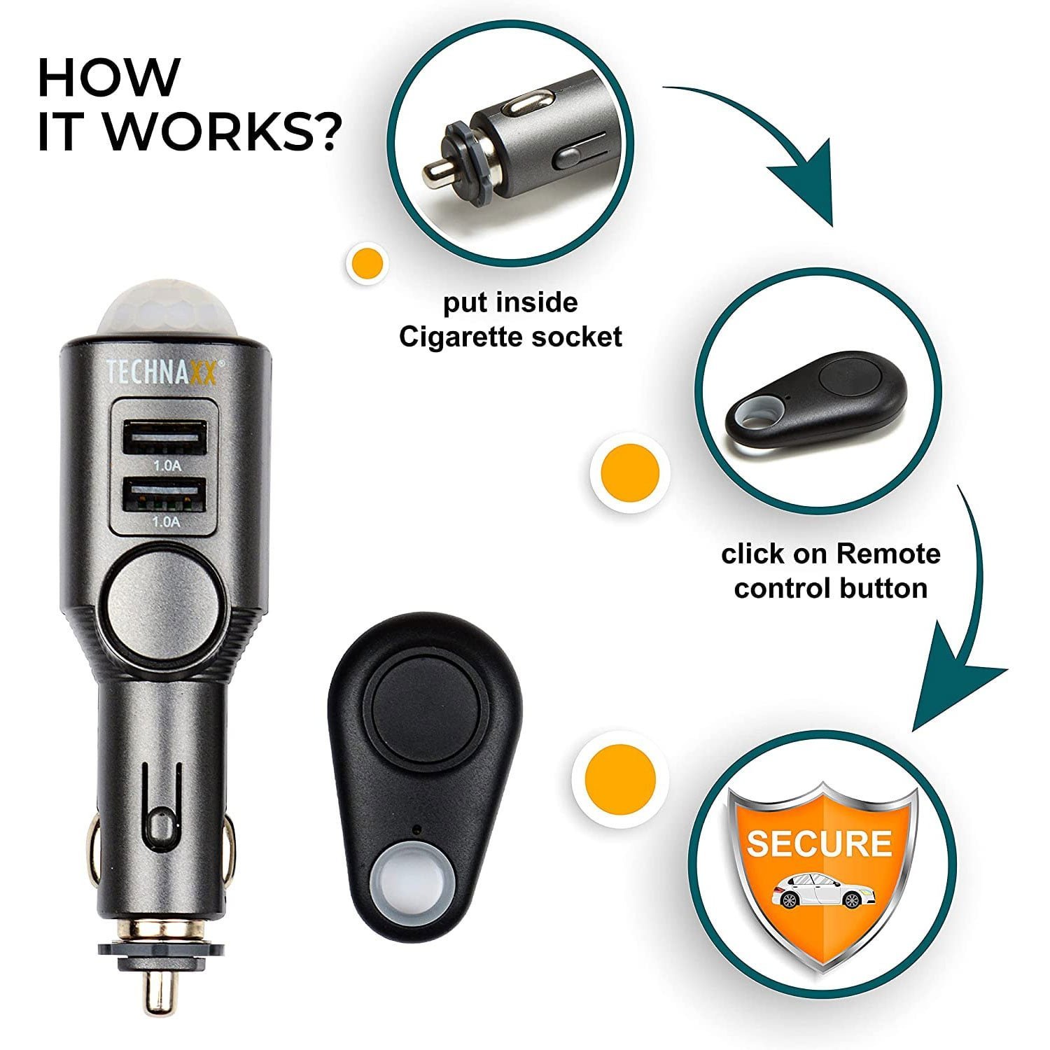 Technaxx car Alarm with Charging Function TX-100 - الصورة 3