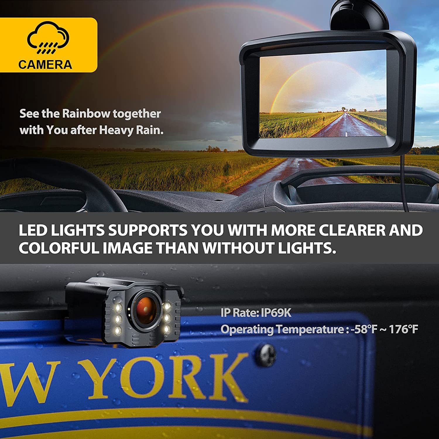 5" Monitor with 1080P Backup Camera for Truck - الصورة 3