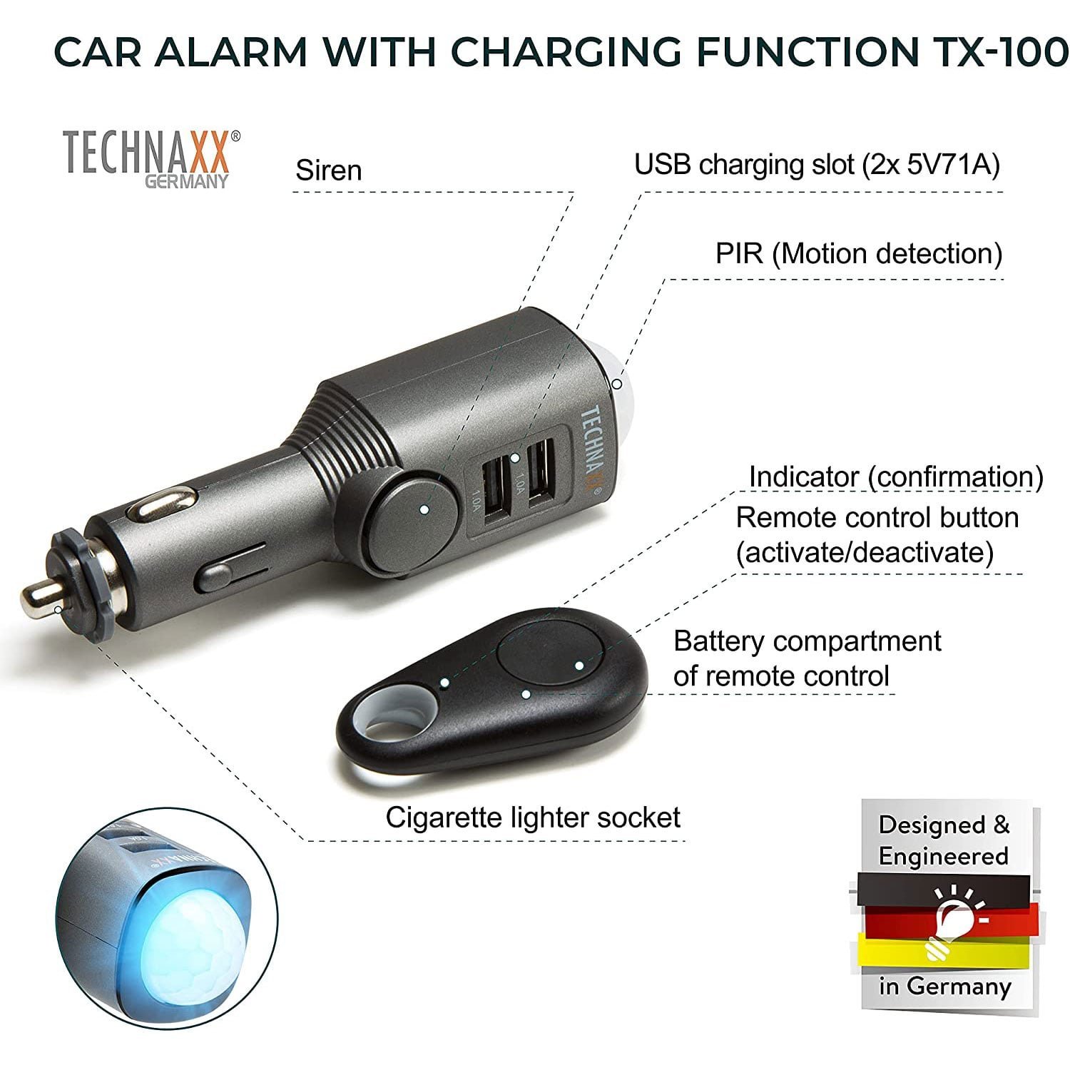 Technaxx car Alarm with Charging Function TX-100 - الصورة 2