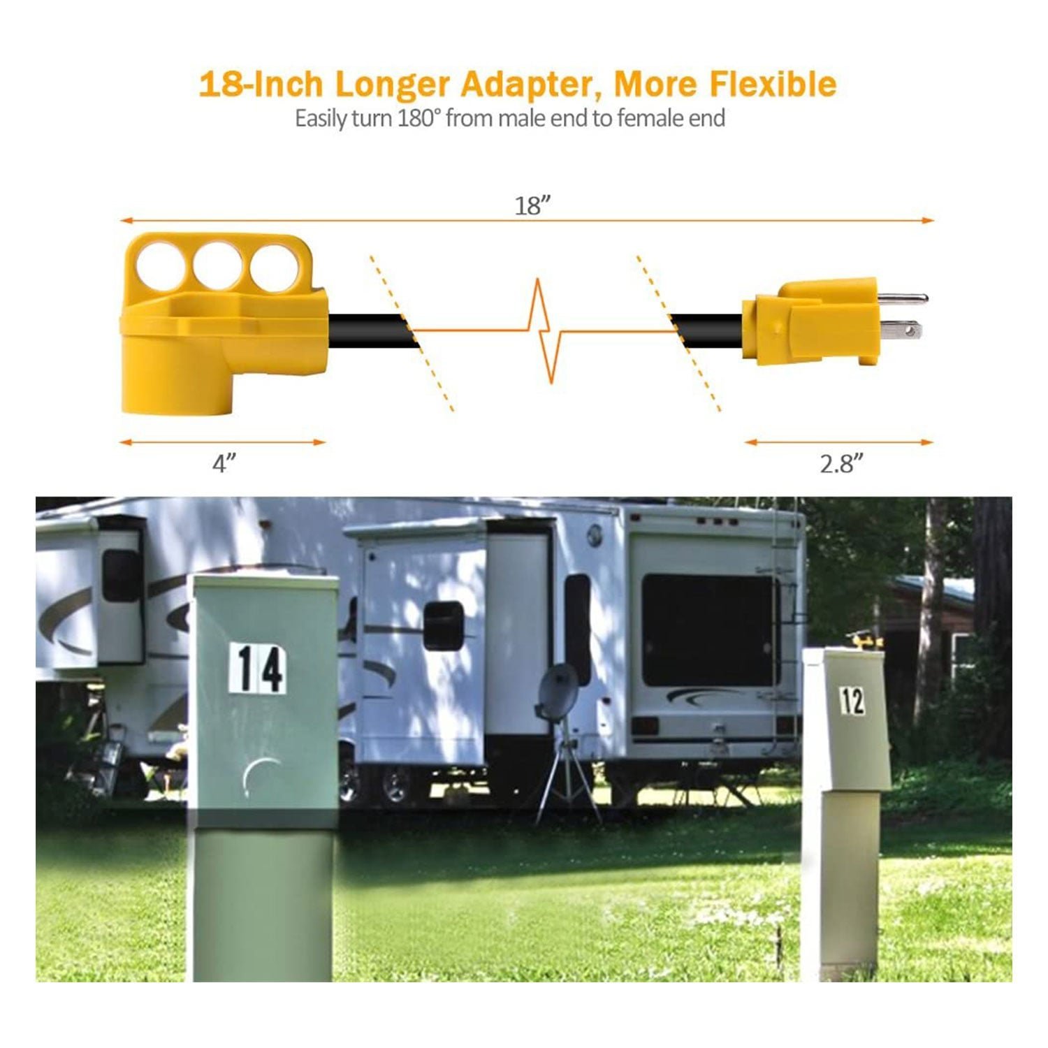 SnowyFox RV 15Amp to 50Amp Adapter - 15Male - الصورة 3